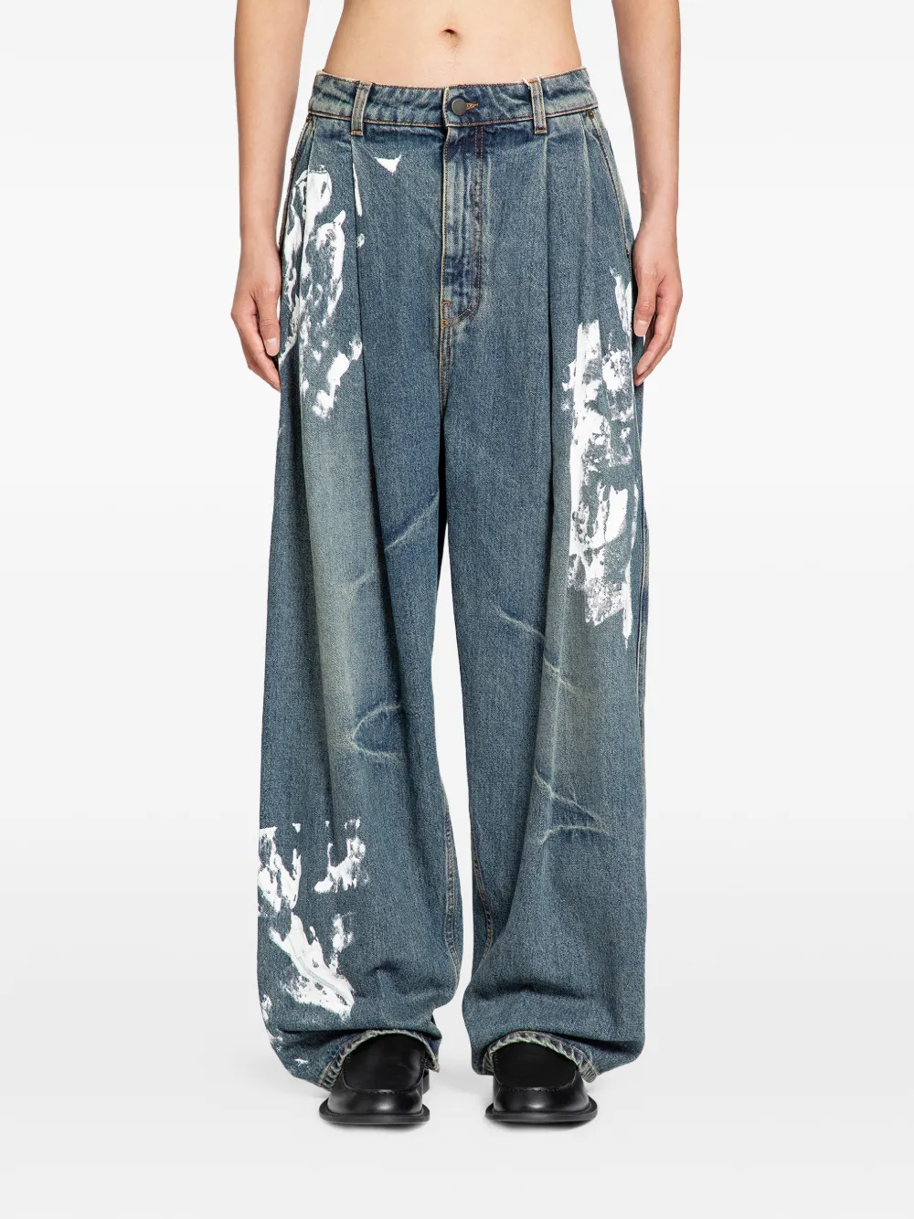 Hed Mayner pleated-front wide-leg jeans - Blu