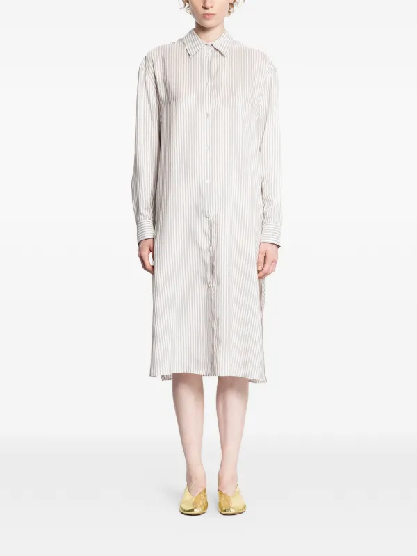 The Row Chihiro Striped Shirt Midi Dress in White