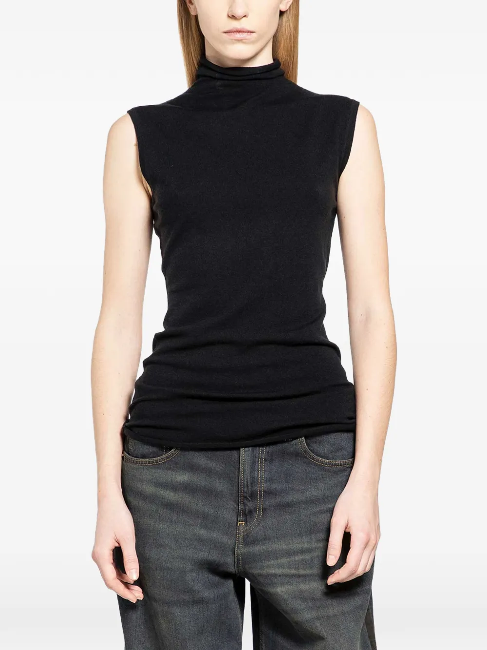 6397 mock-neck tank top - Nero
