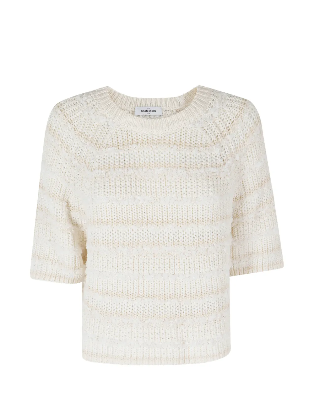 Gran Sasso striped short-sleeve sweater - Bianco