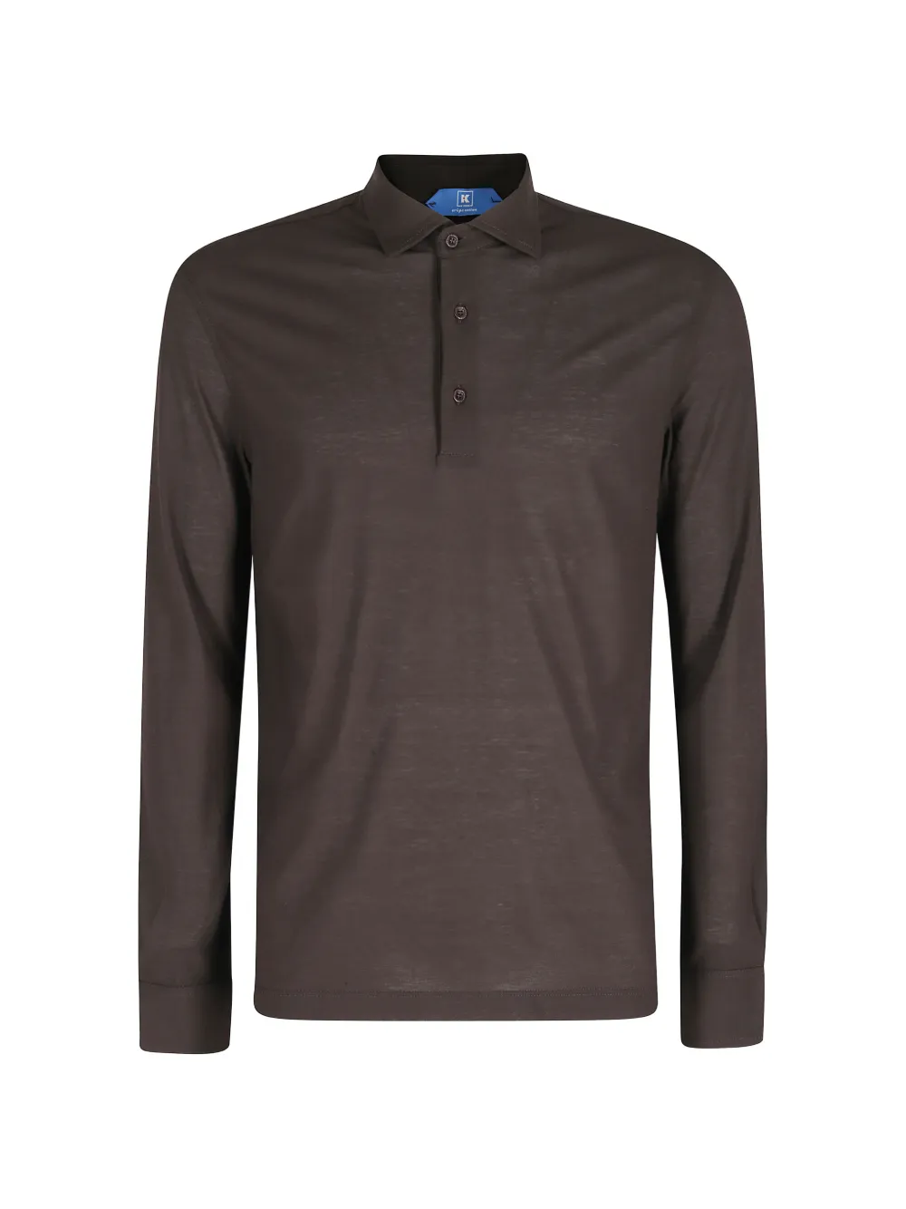 Kired long-sleeve buttoned polo shirt - Marrone