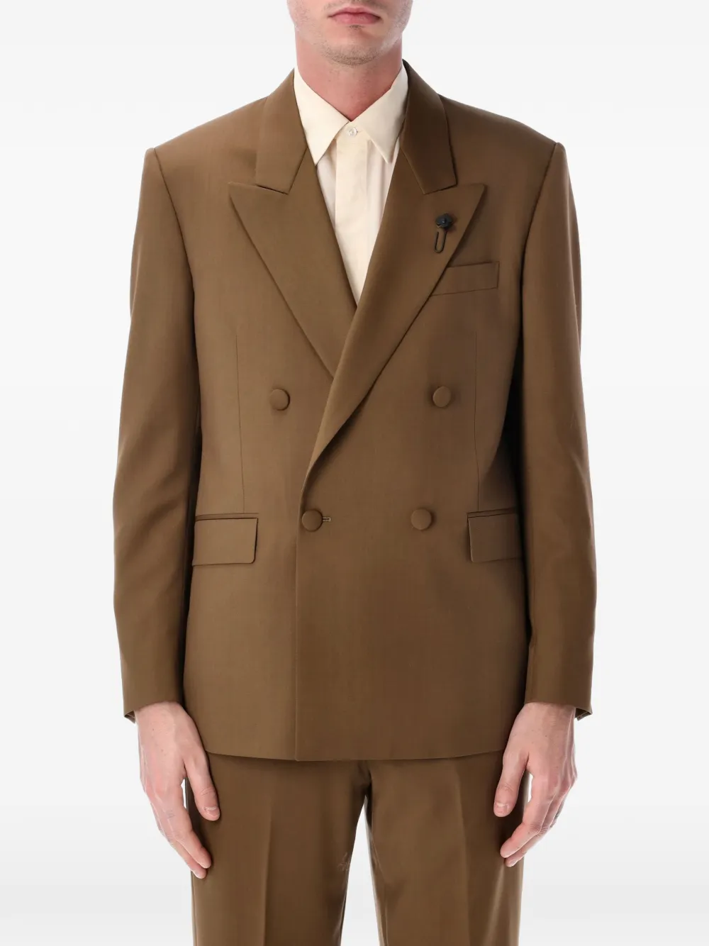Lardini double-breasted four-button jacket - Marrone