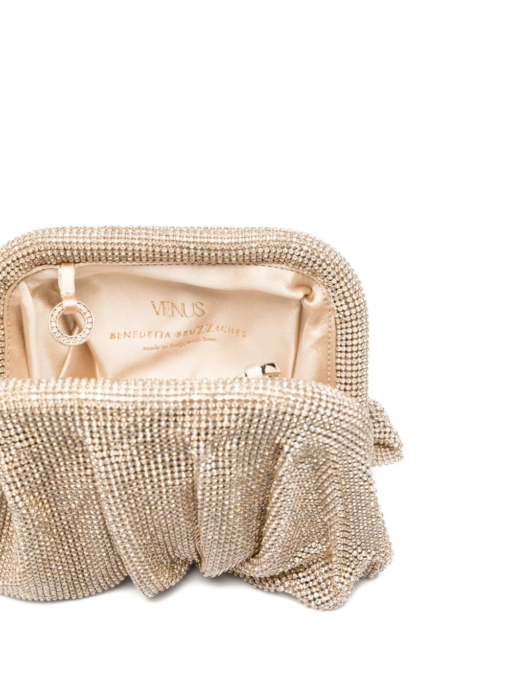 Benedetta Bruzziches Clutch met kristallen ketting Goud