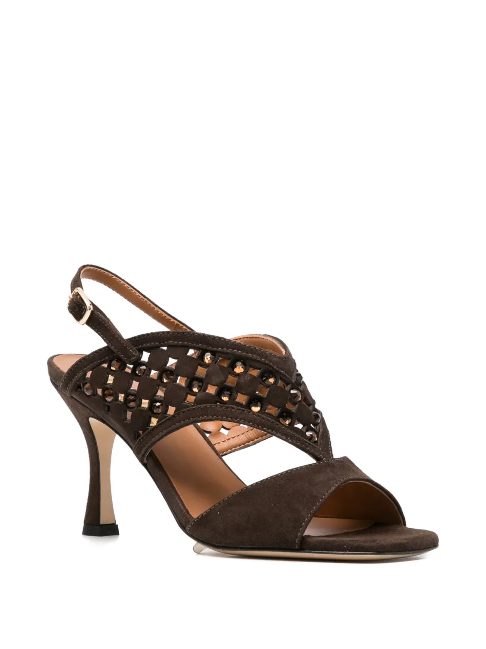  Evaluna Suede Heeled Sandals - Brown 