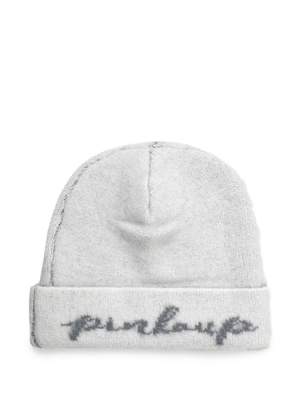 Pinko Kids logo-embroidered knitted beanie hat - Grigio