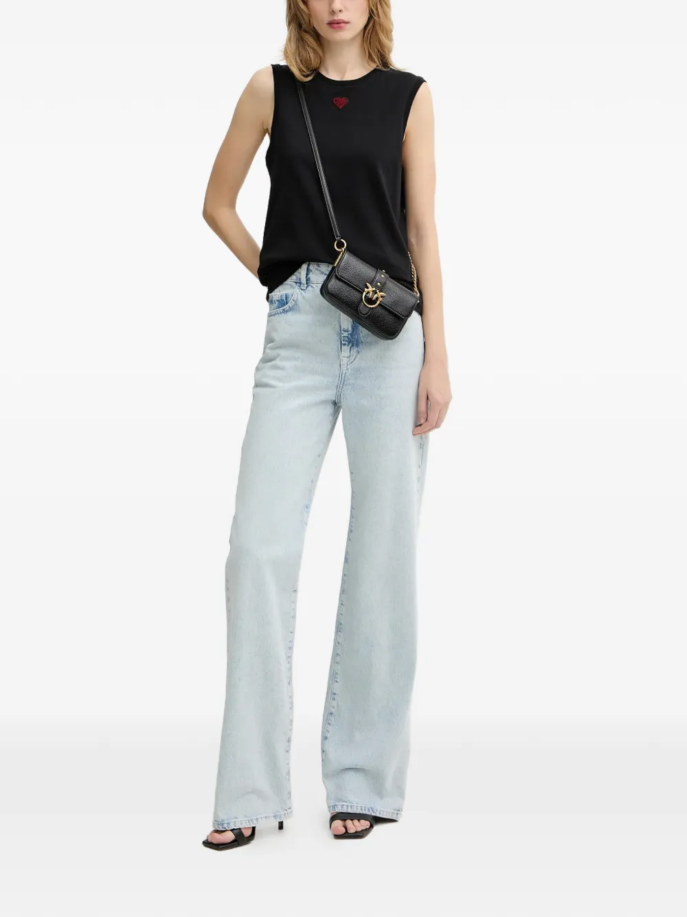 PINKO heart-appliqué tank top Zwart
