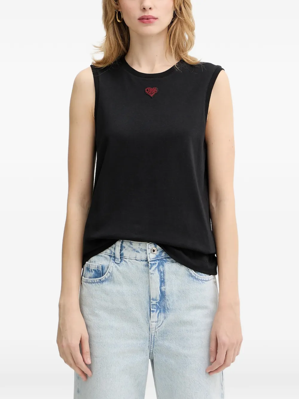 PINKO heart-appliqué tank top - Nero