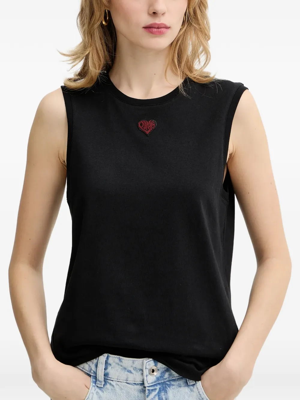 PINKO heart-appliqué tank top Zwart