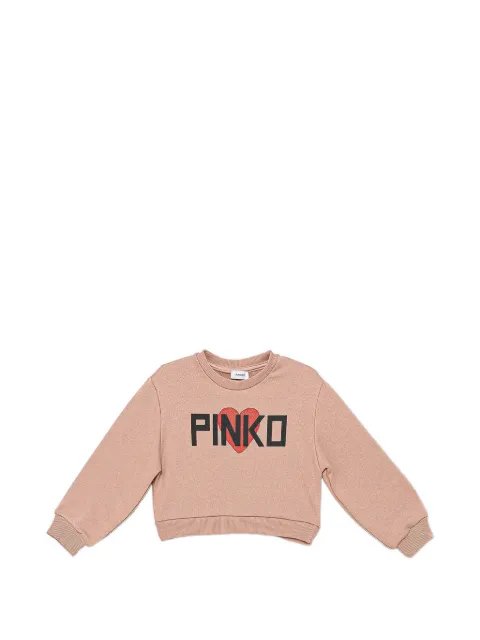 Pinko Kids logo-print heart-motif sweatshirt