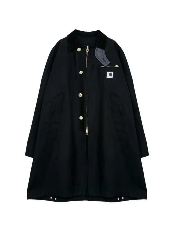 Carhartt WIP x Sacai Duck Coat Logo Trench Coat | Black | FARFETCH