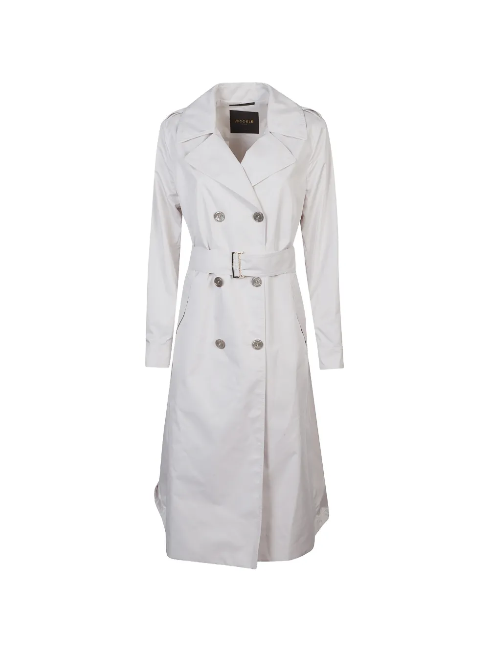 Moorer double-breasted belted coat - Bianco