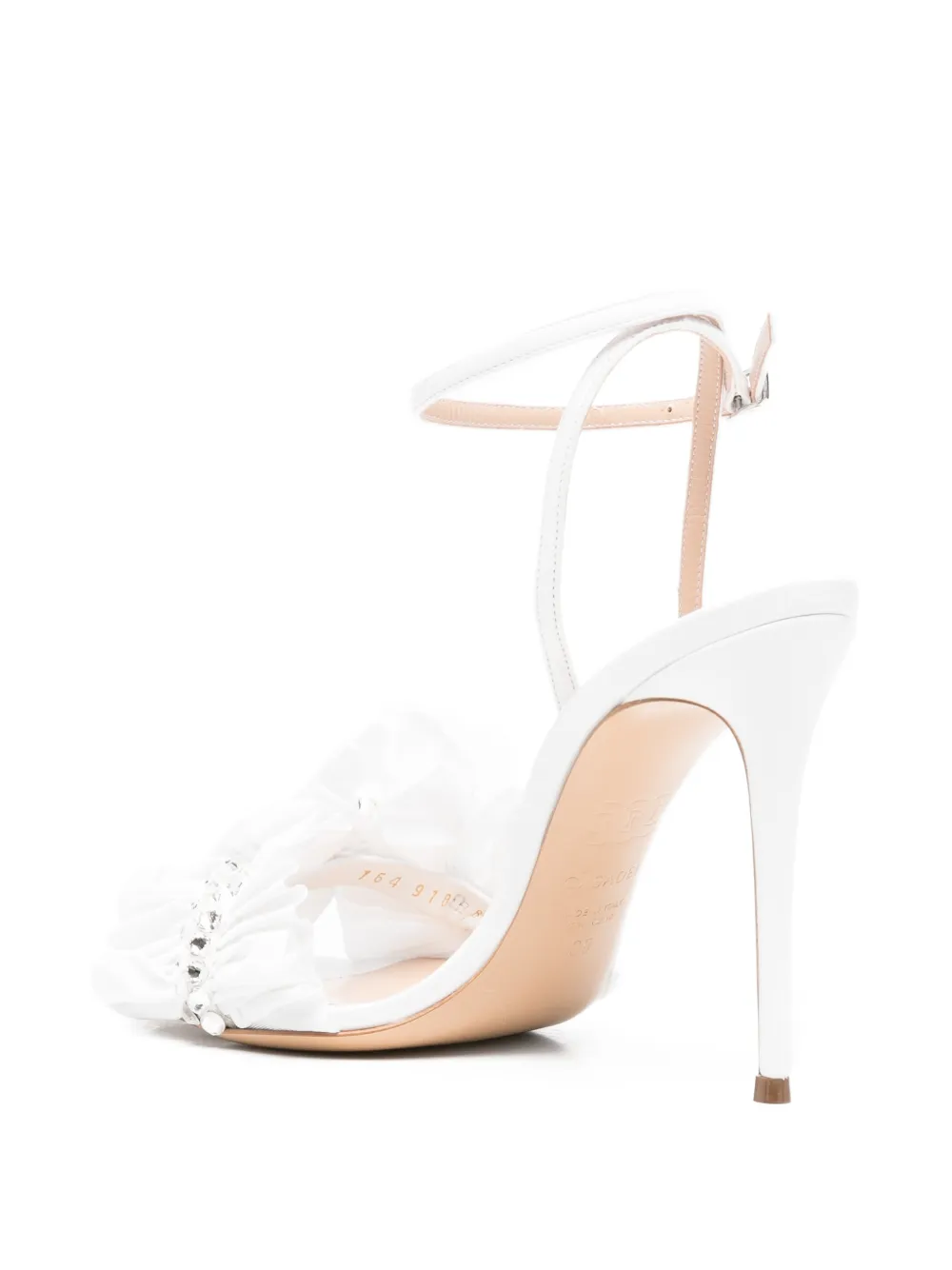  Casadei Ruffled Embellished Sandals - White 