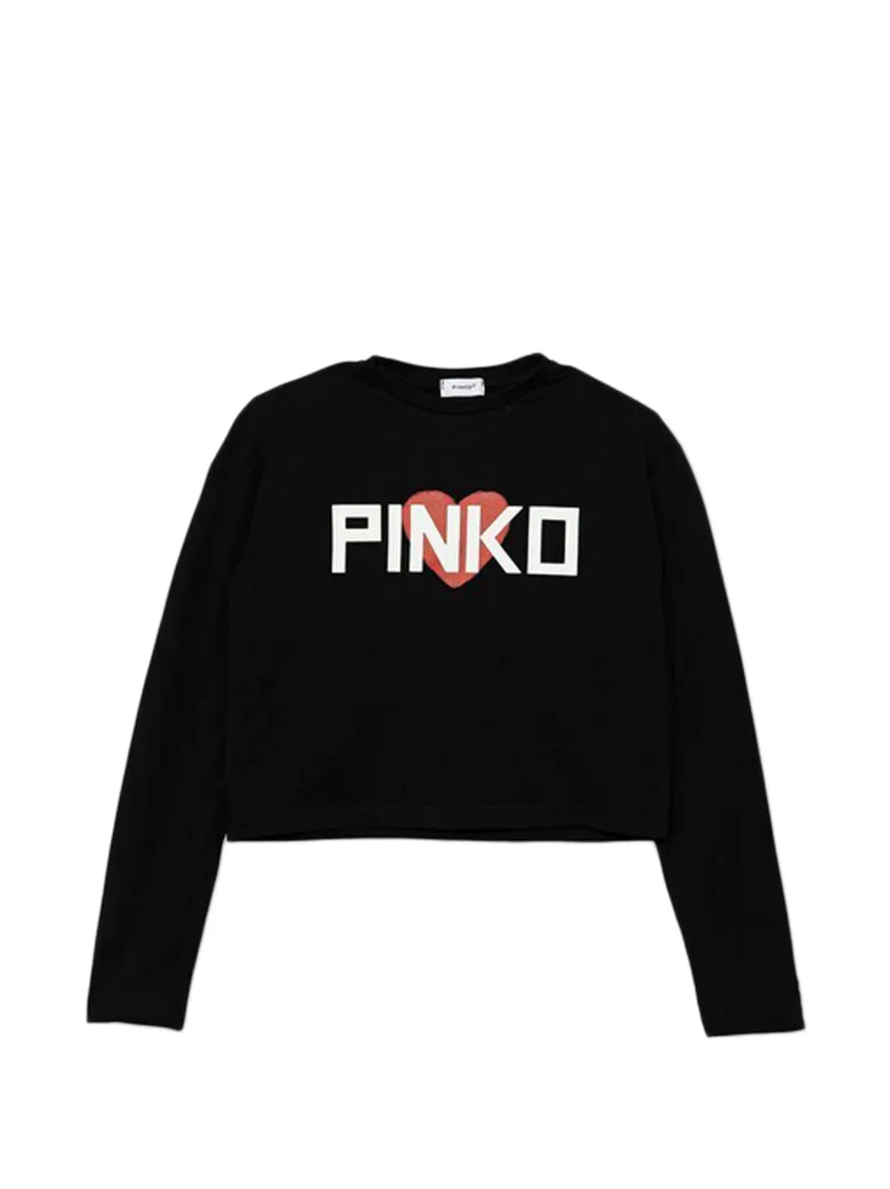 Pinko Kids heart-motif cropped T-shirt - Nero