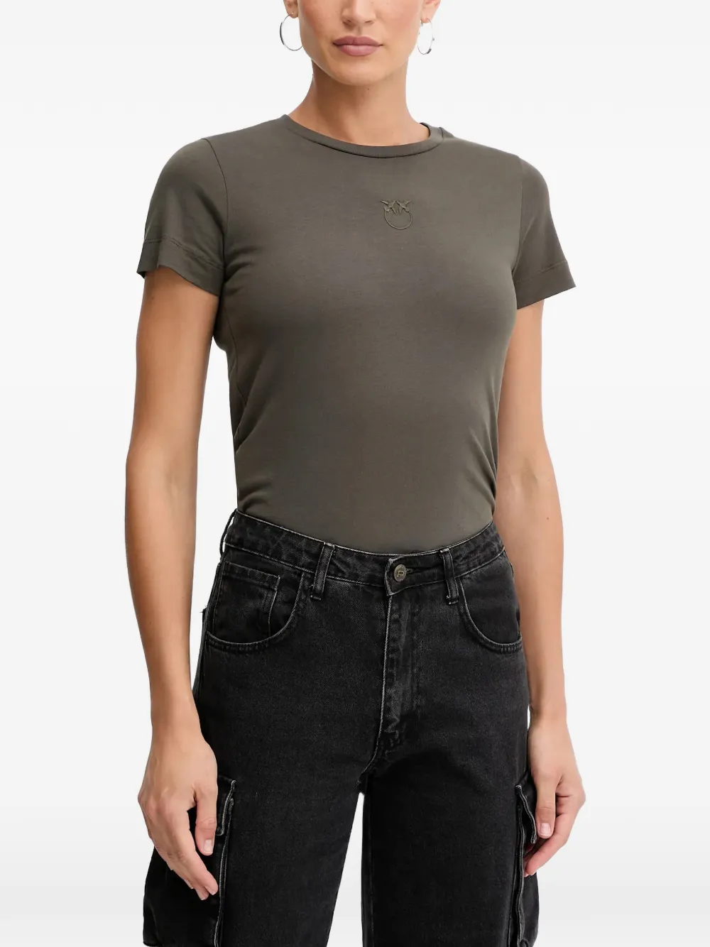PINKO T-Shirt mit Logo-Detail - Grün