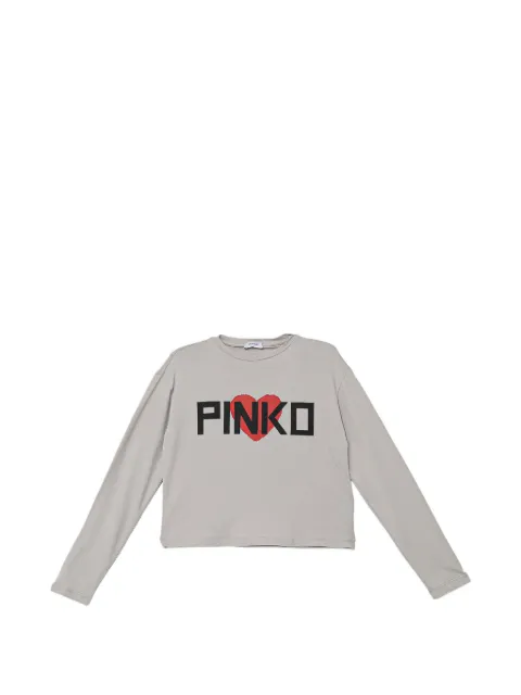 Pinko Kids logo-print heart-motif T-shirt