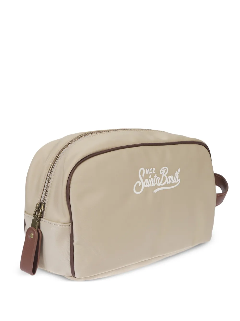 MC2 Saint Barth Westwood toilettas met geborduurd logo Beige