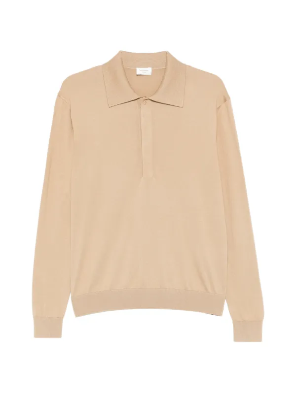 Saint Laurent Polo in Silk and Cotton Knit in Neutrals