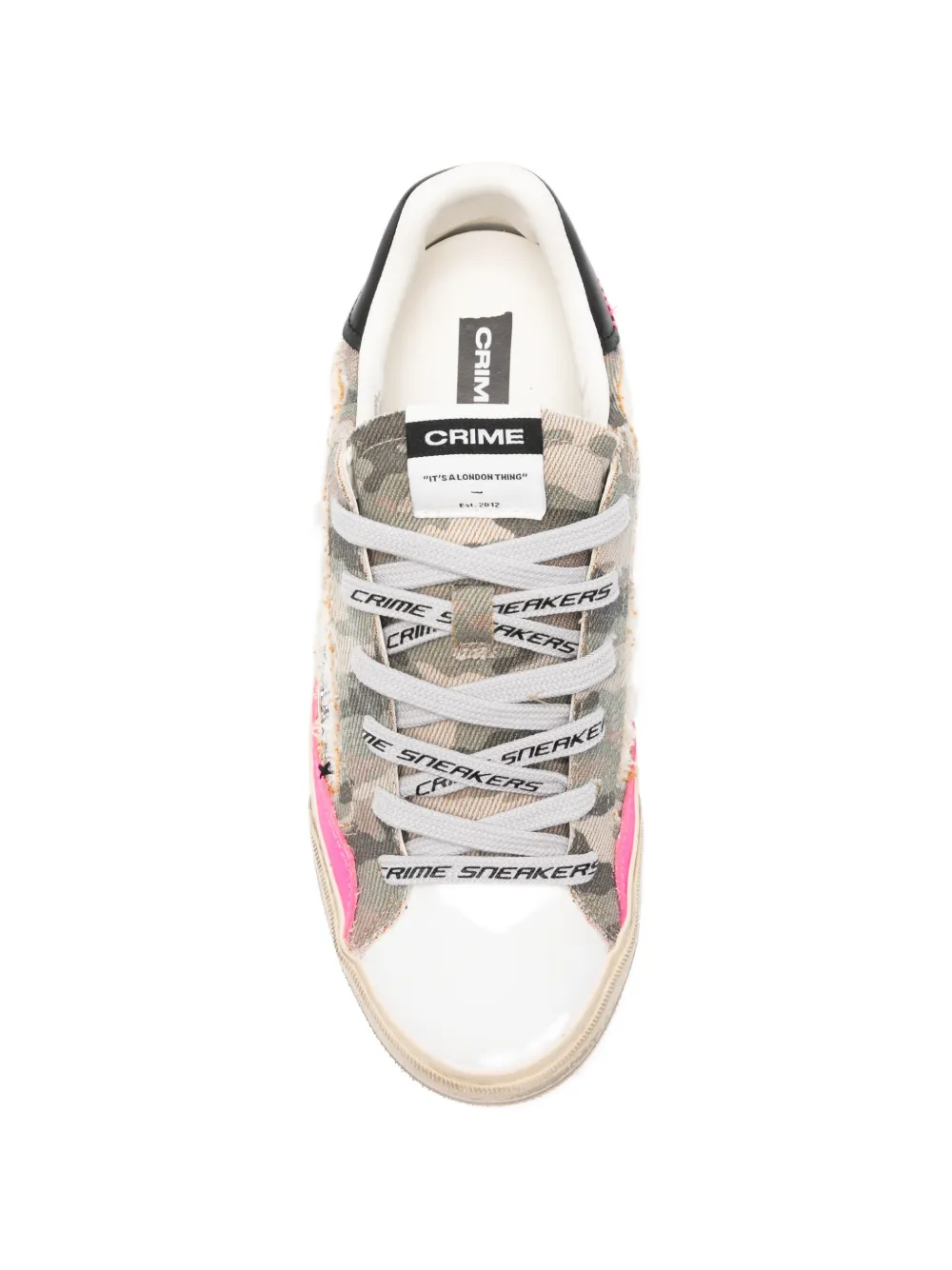 Crime London Camouflage low-top sneakers met glitter Beige