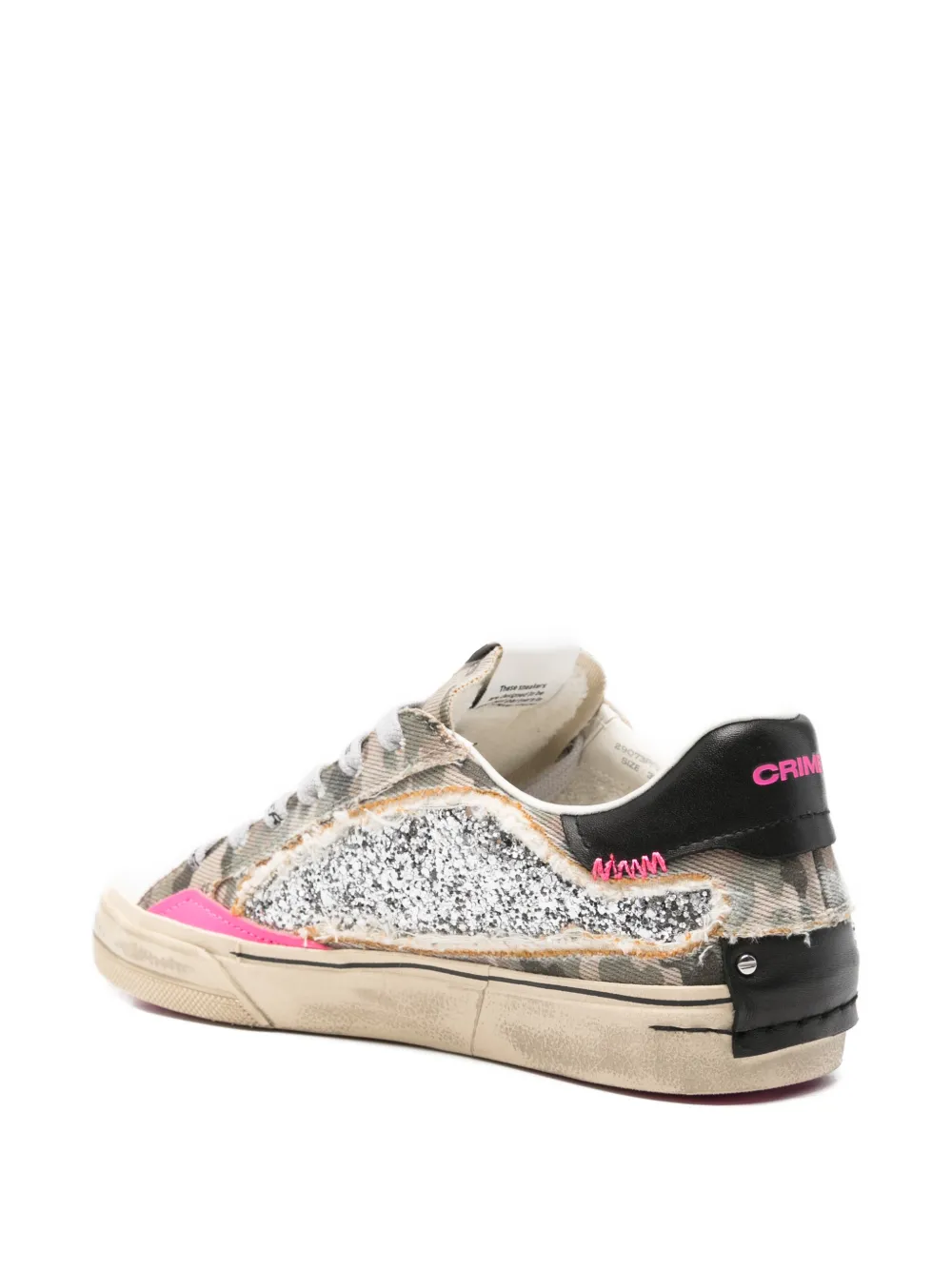 Crime London Camouflage low-top sneakers met glitter Beige