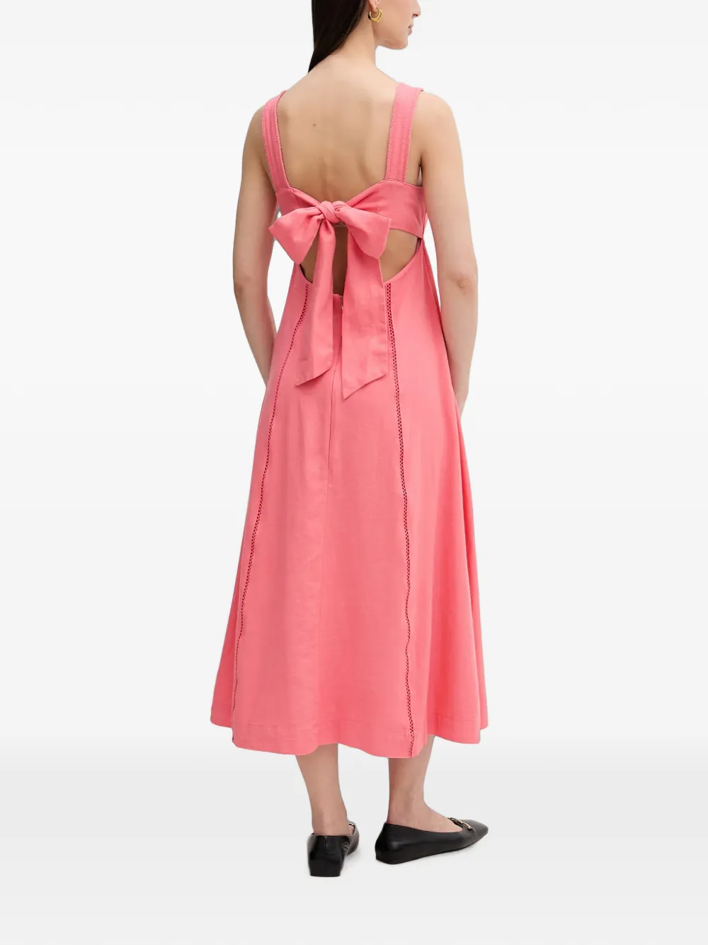 DKNY midi-jurk met strikdetail en ladderstiksel Roze