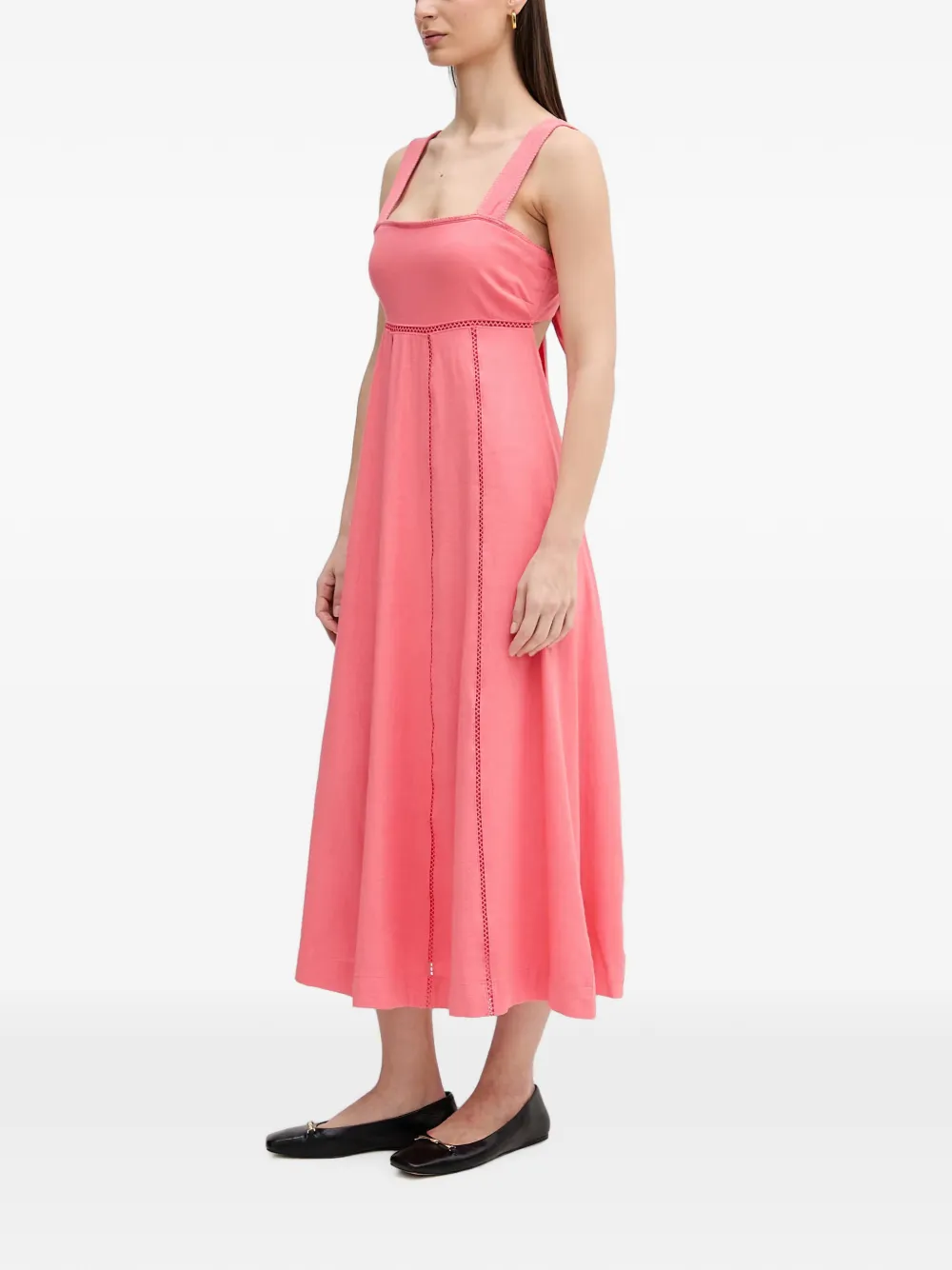 DKNY midi-jurk met strikdetail en ladderstiksel Roze