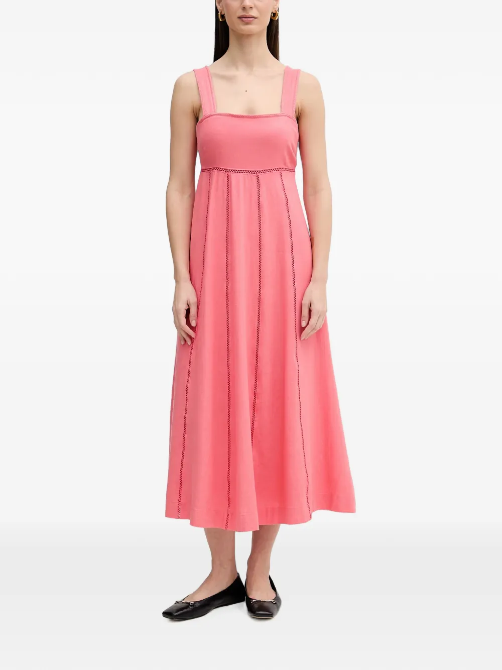 DKNY bow-detail ladder-stitch midi dress - Pink