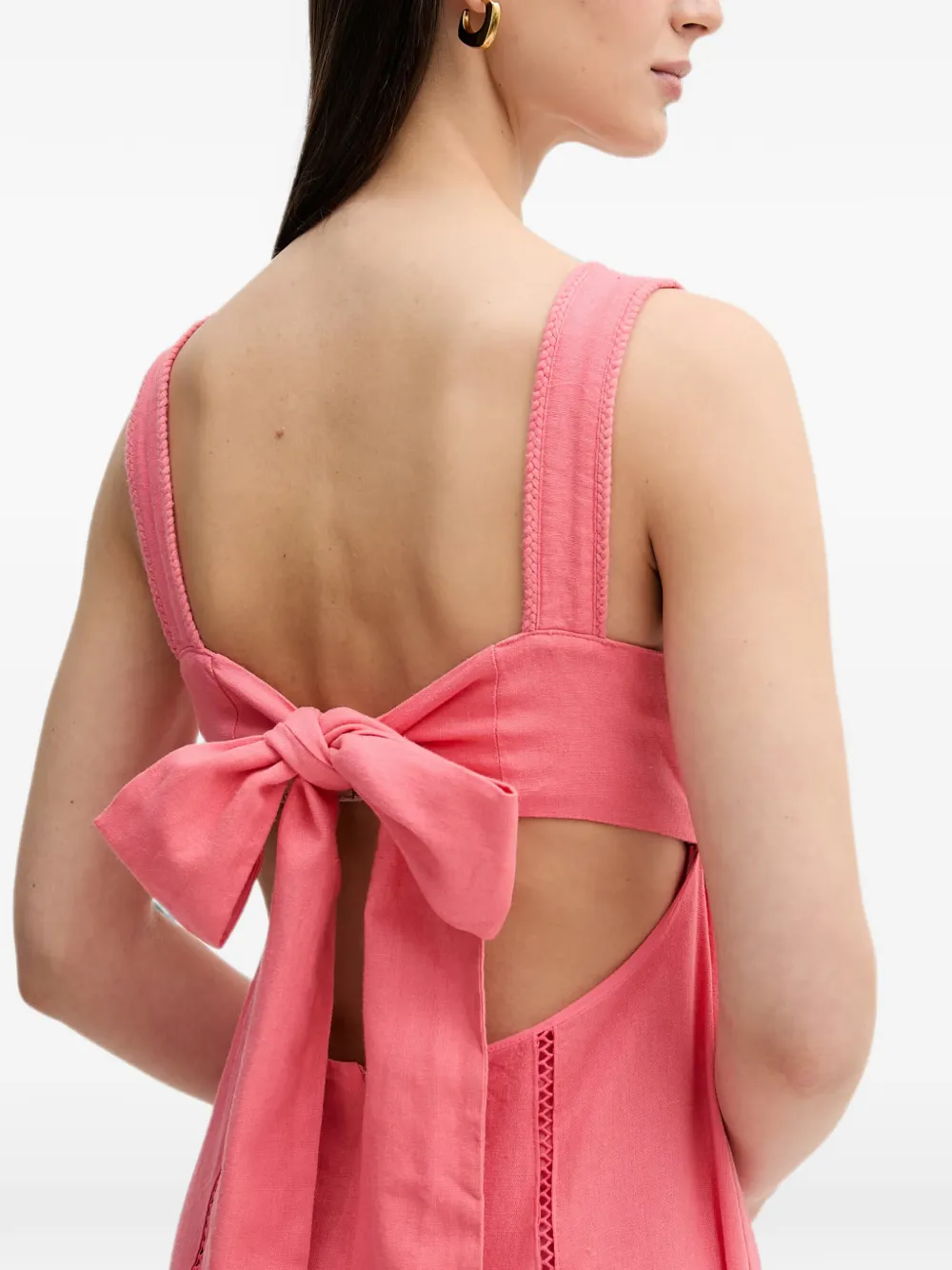 DKNY midi-jurk met strikdetail en ladderstiksel Roze