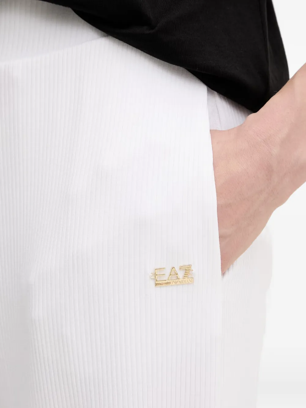 Ea7 Emporio Armani ribbed palazzo pants Wit