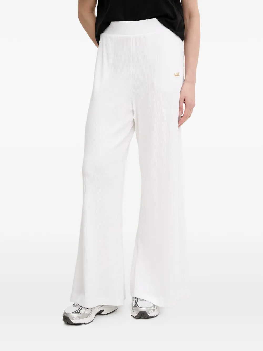 Ea7 Emporio Armani ribbed palazzo pants - Bianco