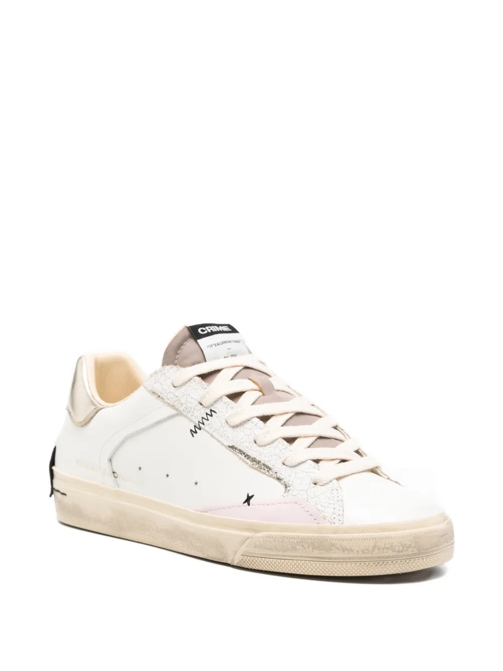 Crime London Sneakers met gerafeld effect Wit