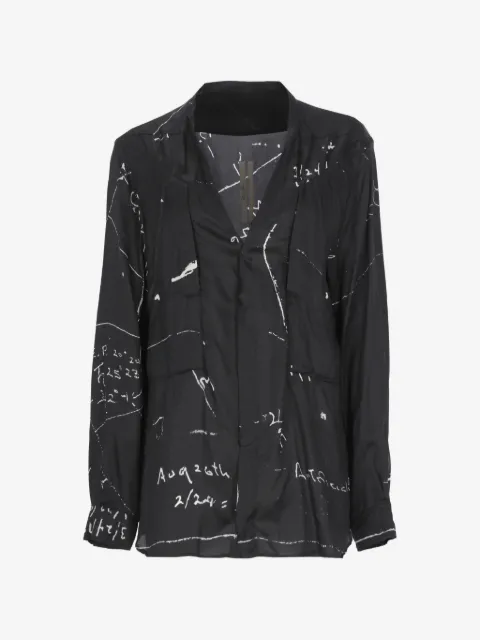 Rick Owens printed V-neck shirt
