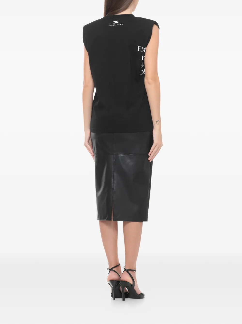 Elisabetta Franchi Tanktop met tekst Zwart