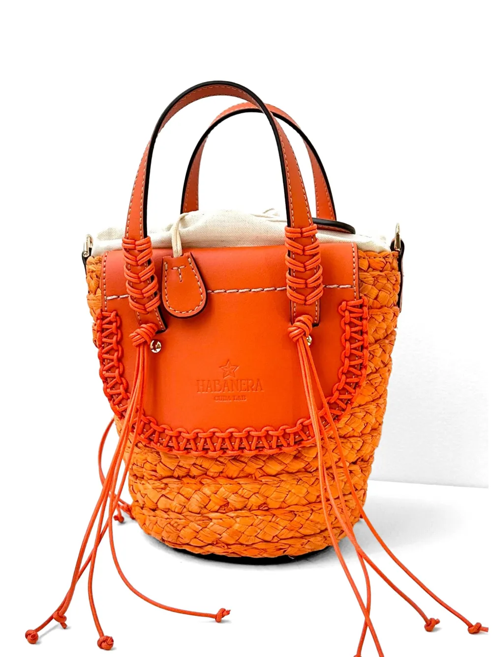 CUBA LAB Habanera woven bucket bag - Arancione