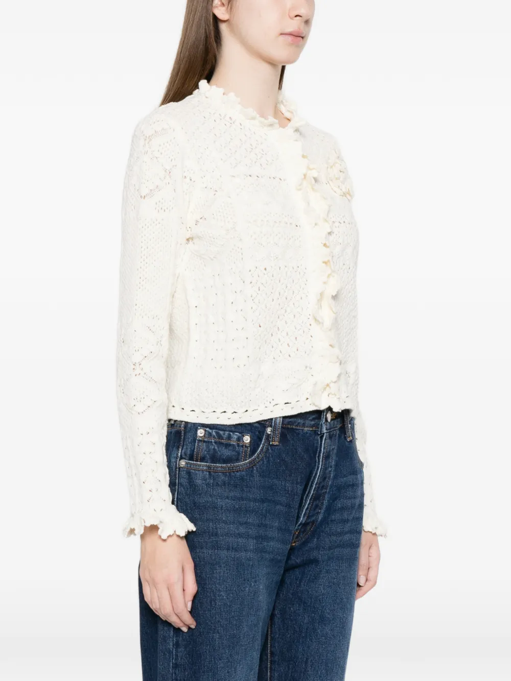  Ba&sh Ruffled Crochet Cardigan - Neutrals 