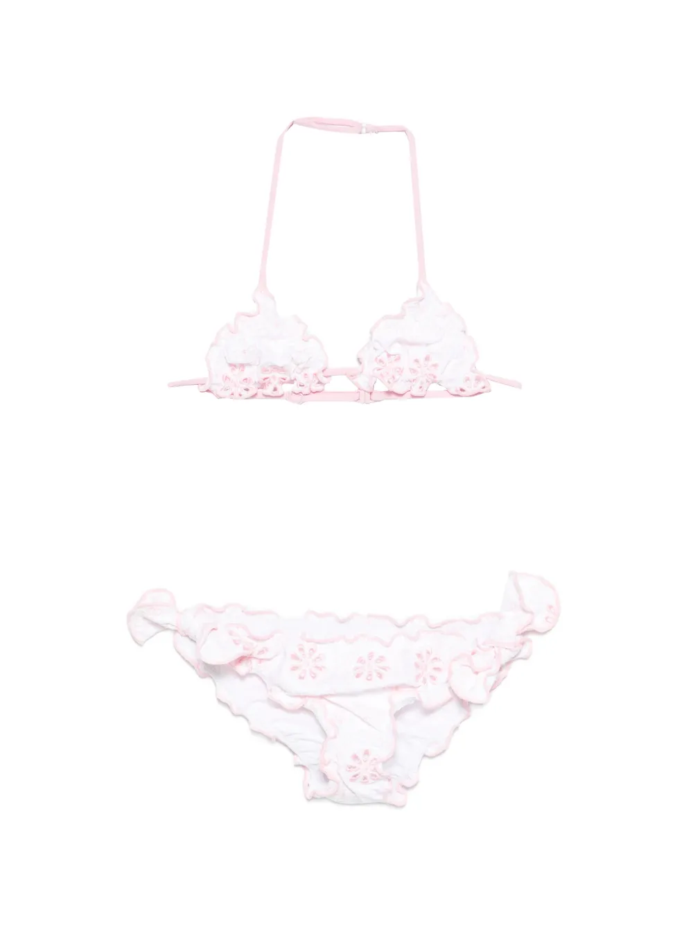 MC2 Saint Barth Kids floral ruffled bikini set - Bianco