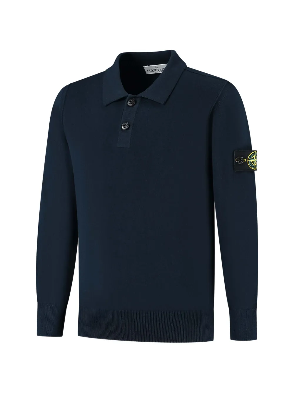 Stone Island Junior Poloshirt met lange mouwen en knopen Blauw