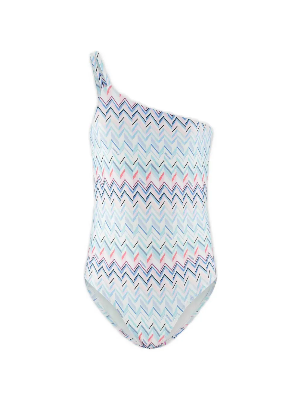 Missoni Kids one-shoulder chevron swimsuit - Bianco