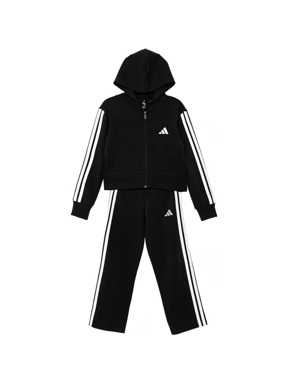 adidas Kids stripes hooded tracksuit - Nero