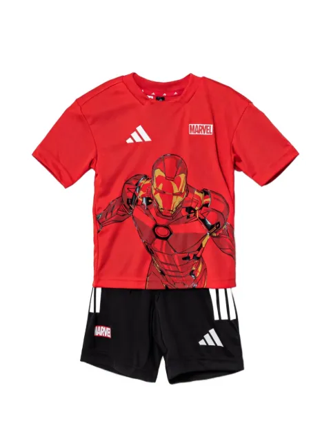 adidas Kids x Marvel Iron Man graphic-print shorts tracksuit