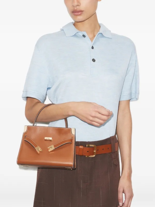 Tory Burch Petite Lee Radziwill Double Bag | Brown | FARFETCH ZA