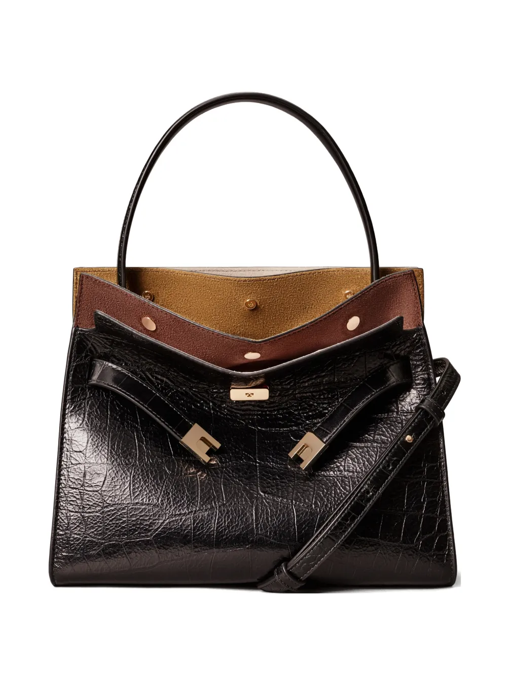 Tory Burch small Lee Radziwill embossed double bag - Nero