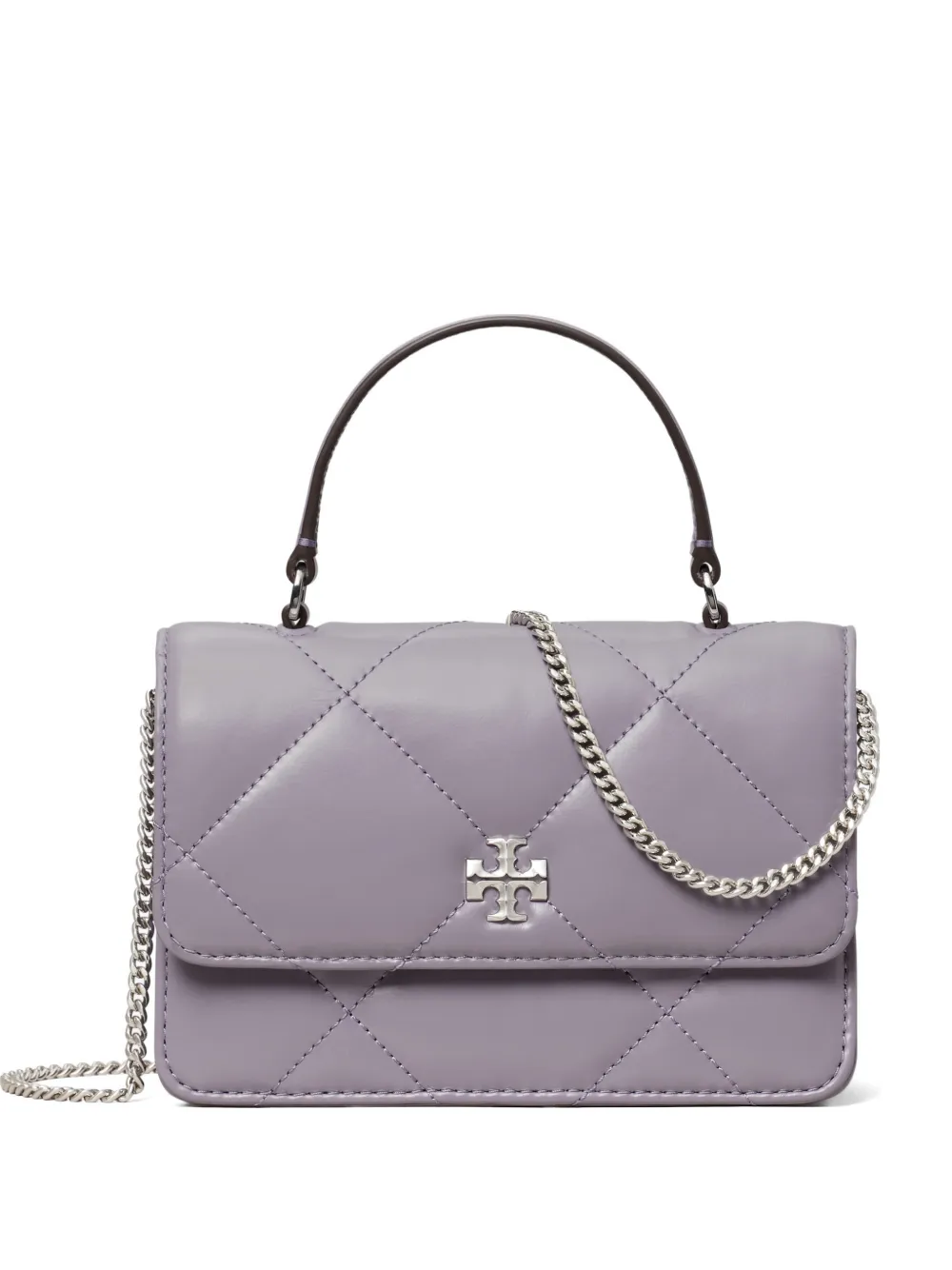 Tory Burch Kira diamond quilt mini top handle chain wallet - Viola