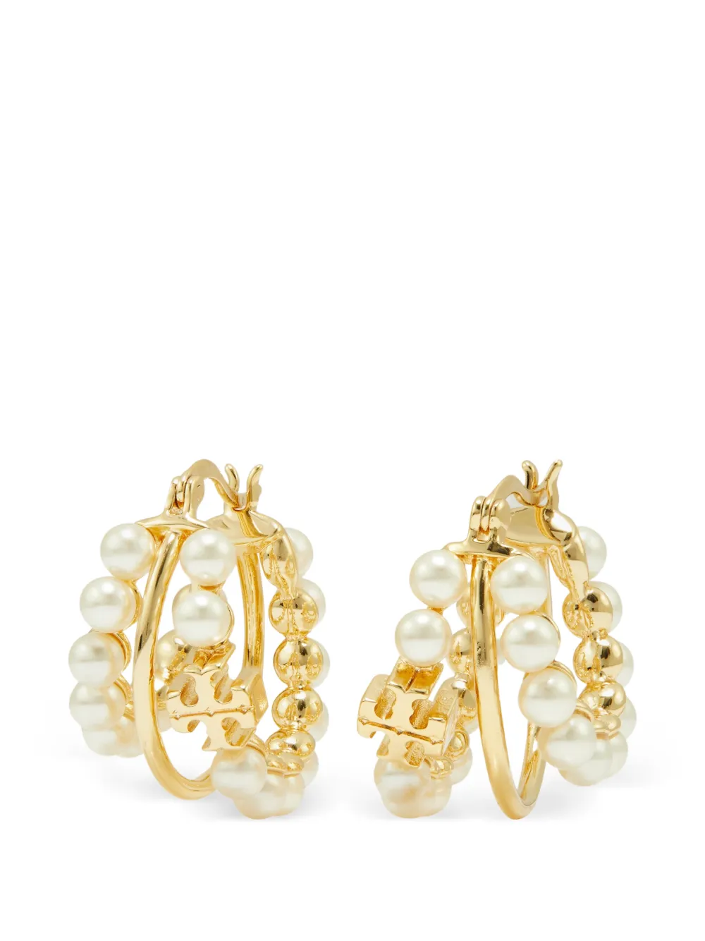 Tory Burch Moondance multi hoop pearl earring - Oro