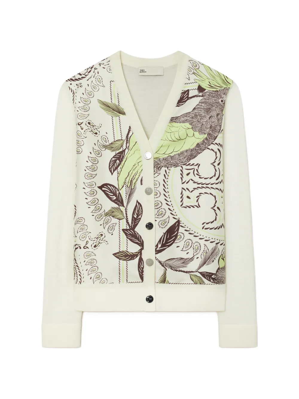 Tory Burch silk front cardigan - Toni neutri