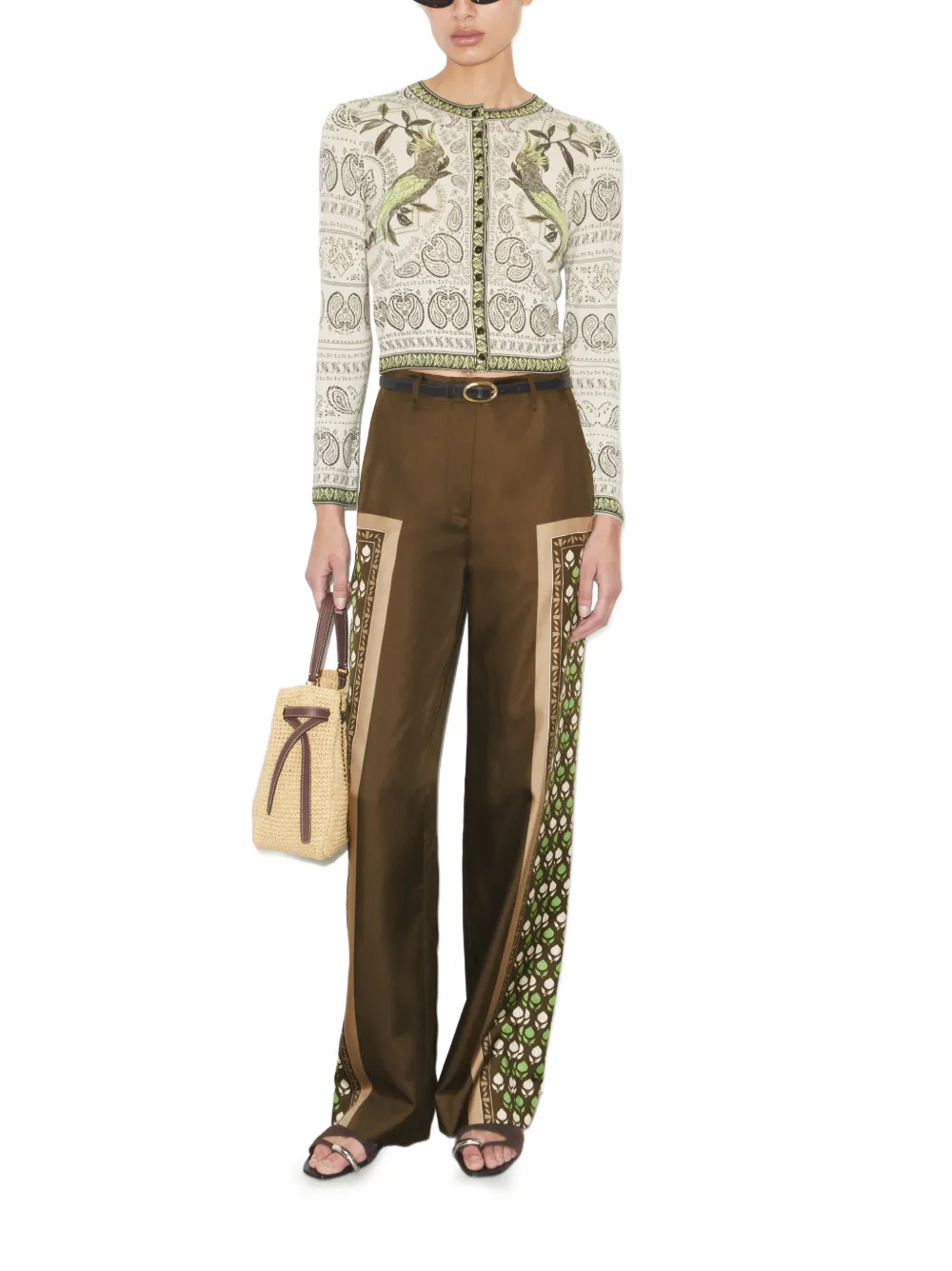  Tory Burch Printed Wool Cardigan - Neutrals 