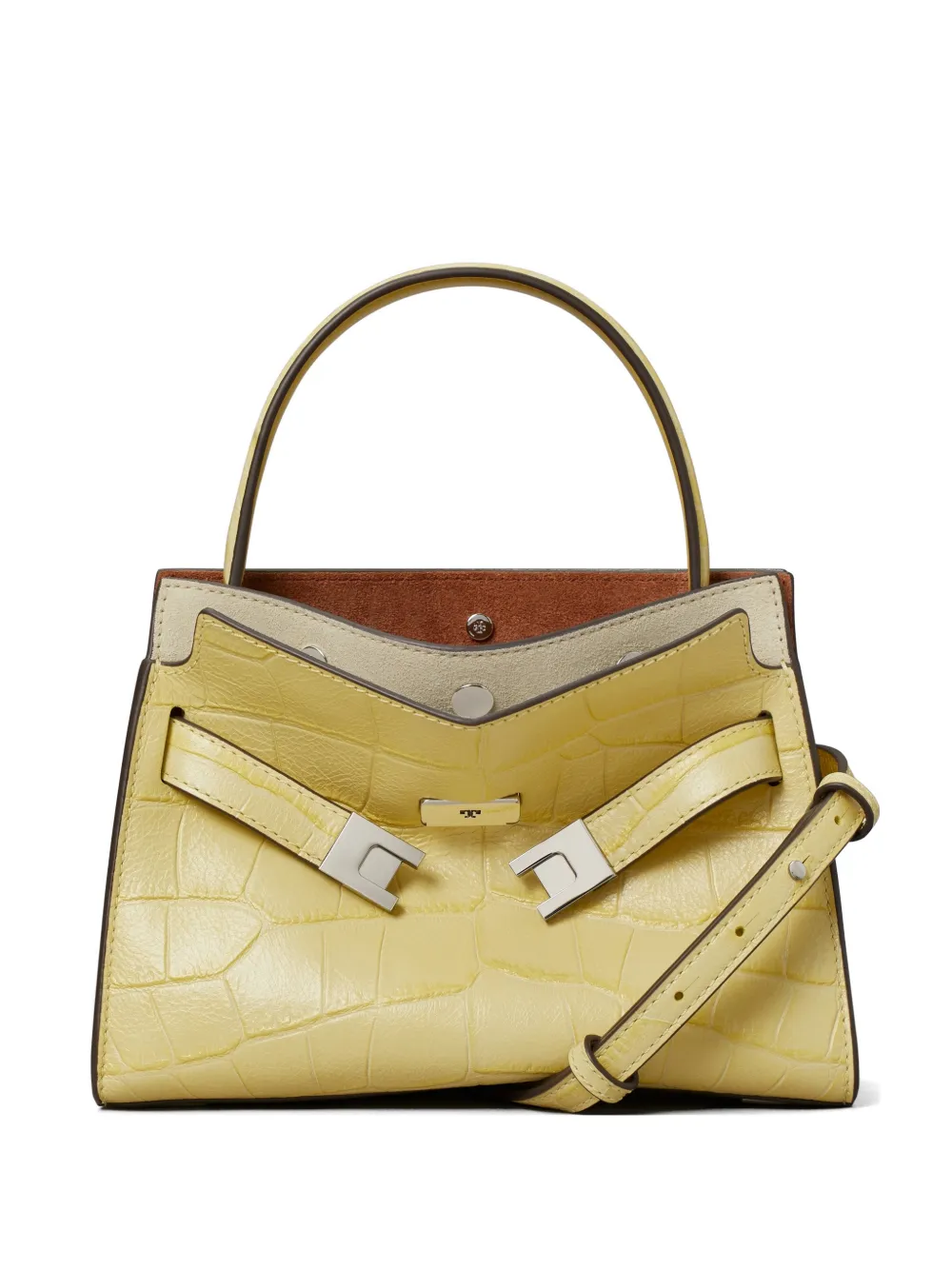 Tory Burch petite Lee Radziwill croc-embossed double bag - Giallo