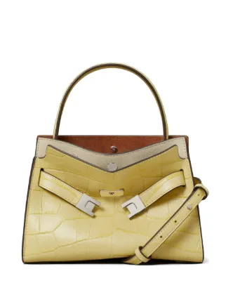 Tory Burch Petite Lee Radziwill croc-embossed Double Bag | Yellow