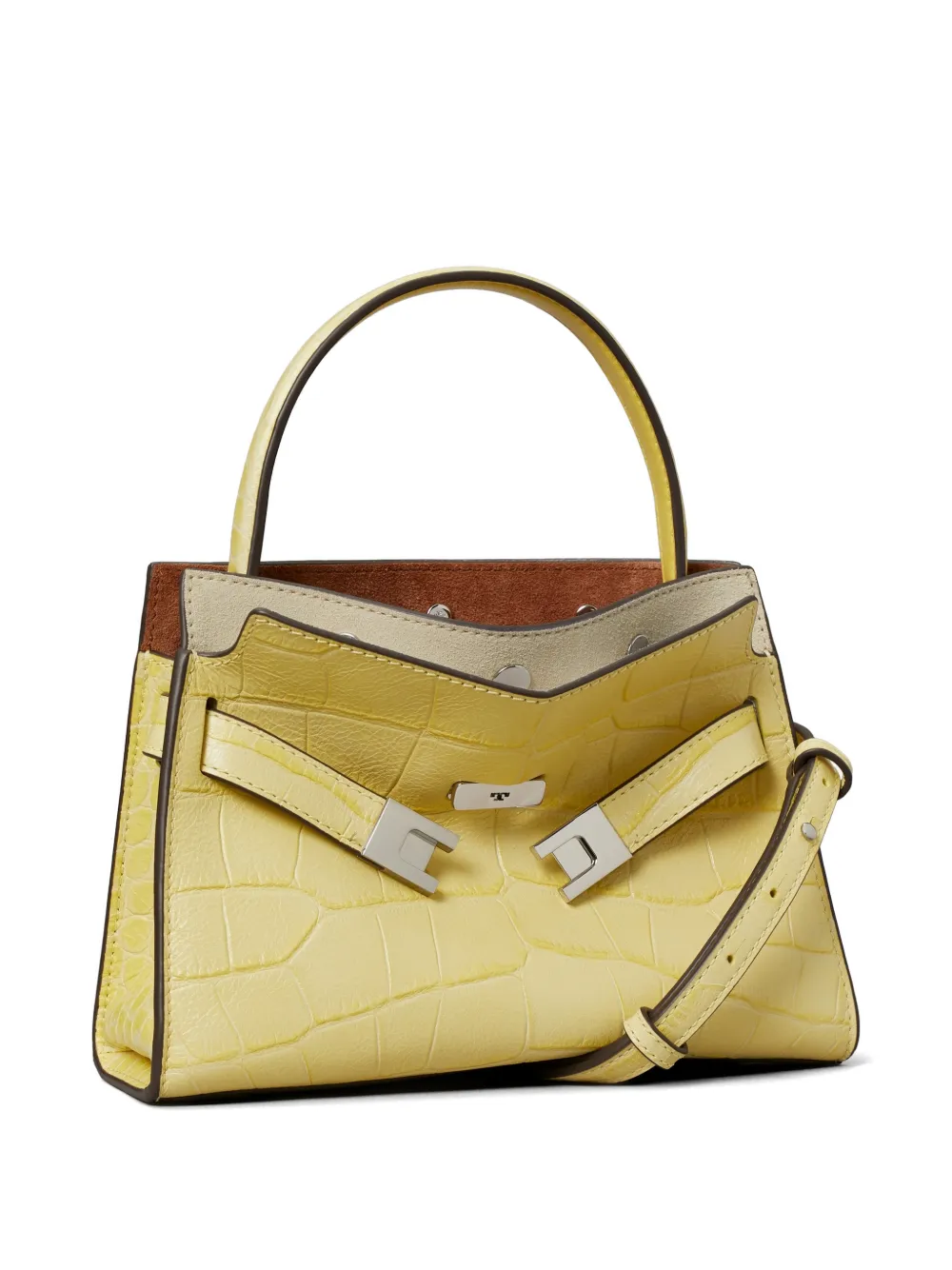 Tory Burch Petite Lee Radziwill croc-embossed Double Bag | Yellow