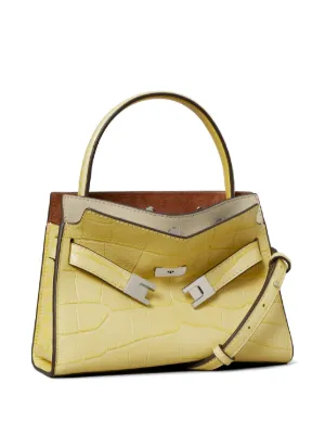 Tory Burch Petite Lee Radziwill croc-embossed Double Bag | Yellow