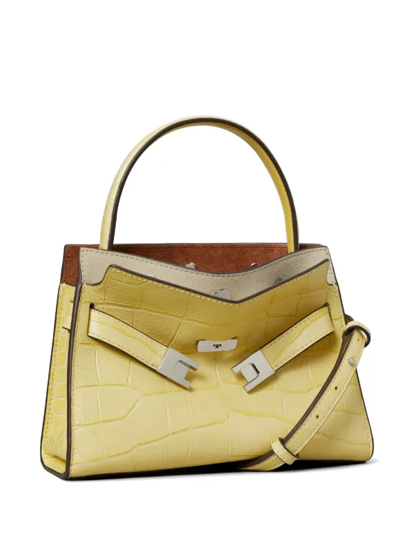 Tory Burch Petite Lee Radziwill croc-embossed Double Bag | Yellow
